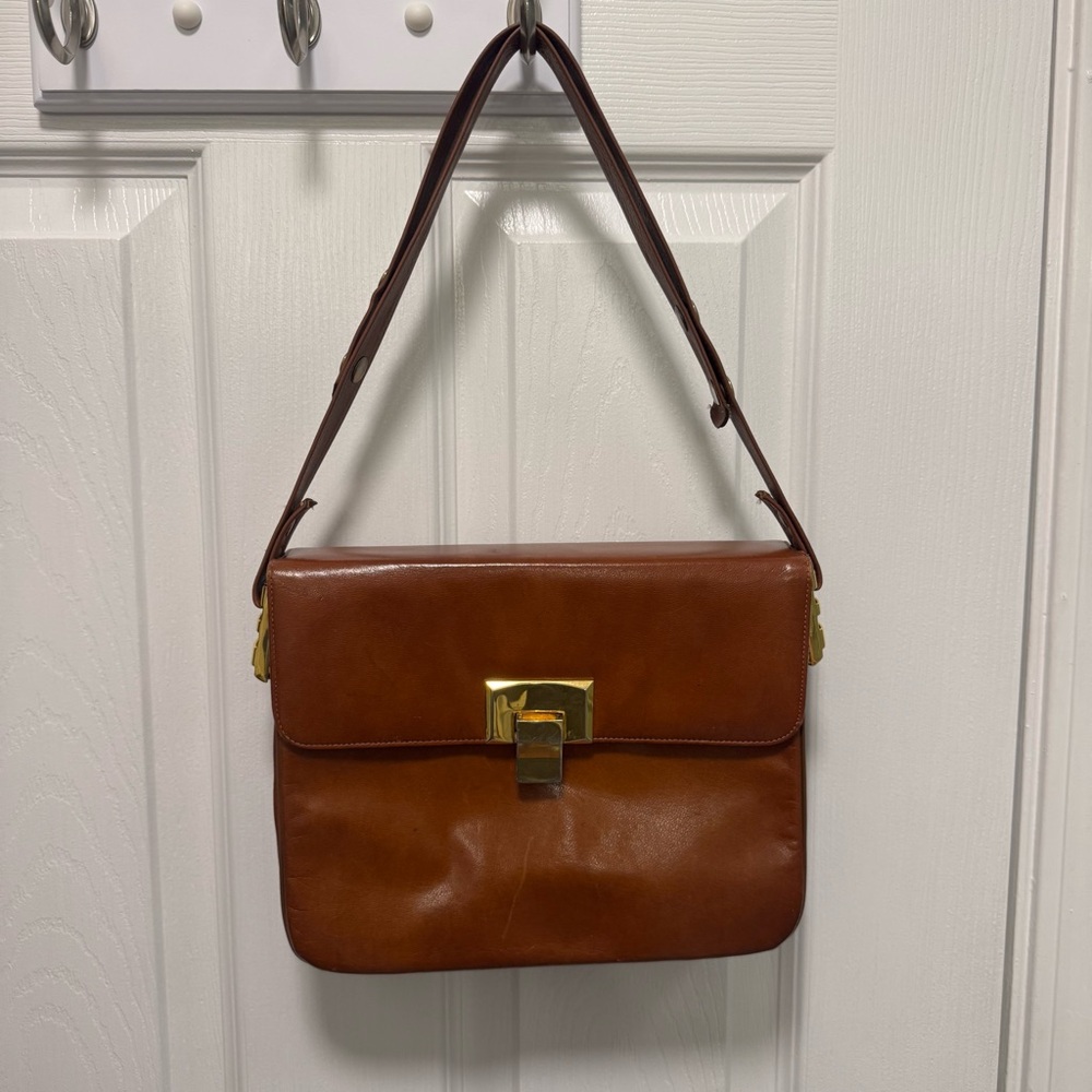 Vintage Bags by Varon Structured Brown Leather Shoulder Bag | 1960s–1970s